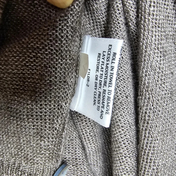 Eileen Fisher 100% Linen Lagenlook Flowy Cardigan Sweater Sharkbite Hem Brown M - Picture 14 of 16